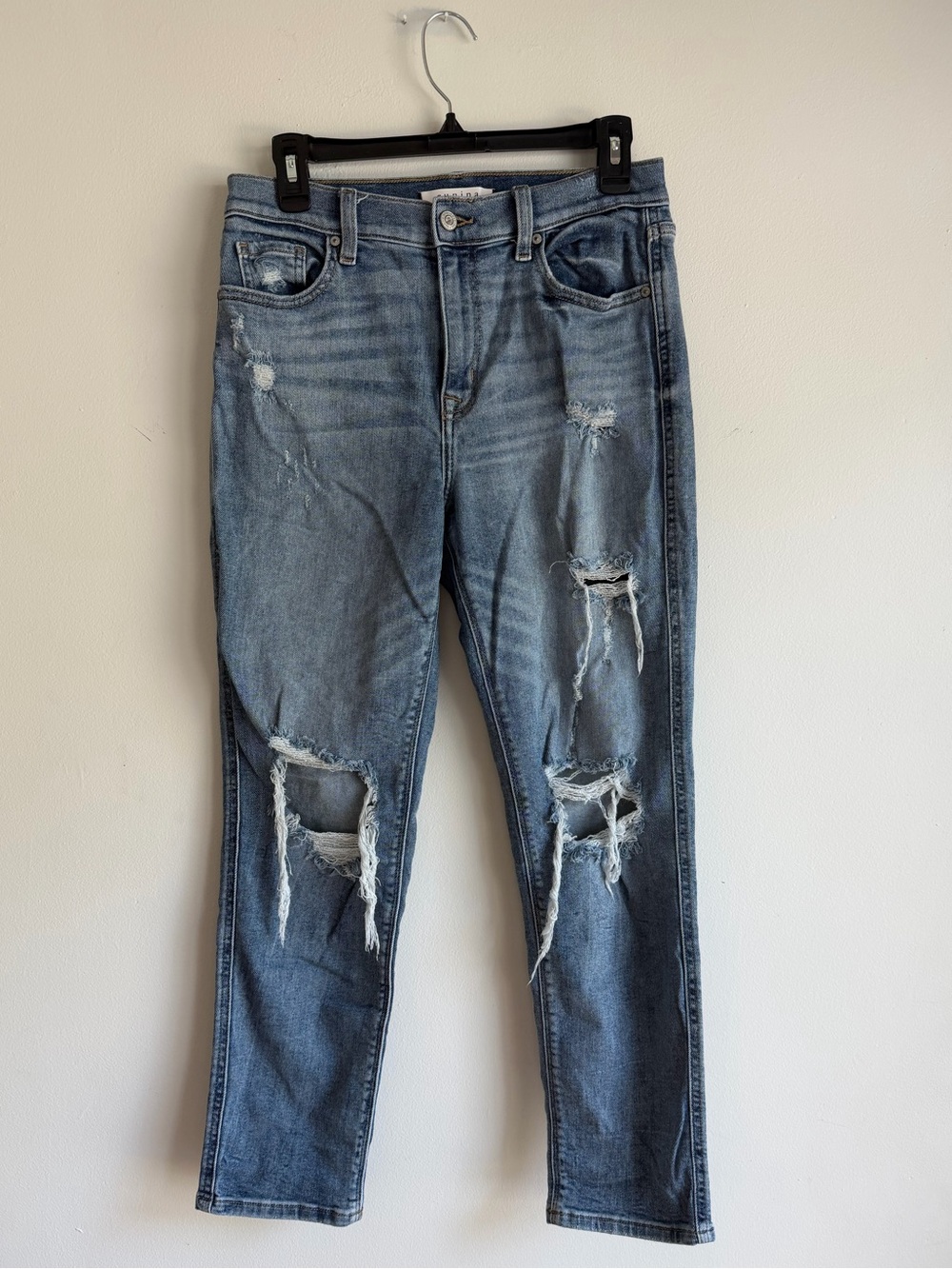 EUNINA Women's Distressed Light Blue Jeans SIZE 5/27